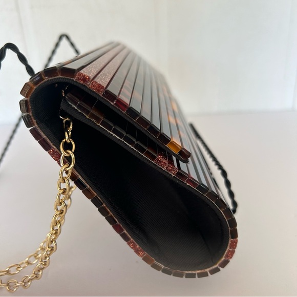 SONDRA ROBERTS FAUX TORTOISE SHELL CLUTCH EVENING BAG - Picture 14 of 14